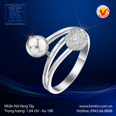 Nhẫn nữ Vàng trắng 18K