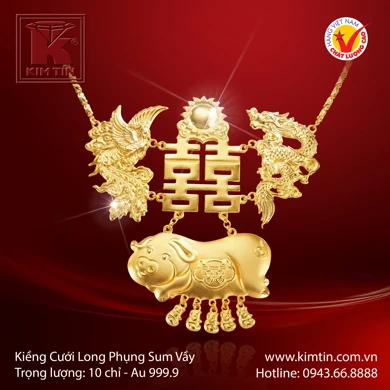 Kiềng Cưới Long Phụng Sum Vầy Vàng 24K