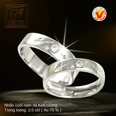 Nhẫn cưới vàng trắng 18K