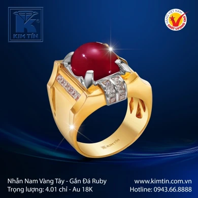 Nhẫn nam vàng màu 18K