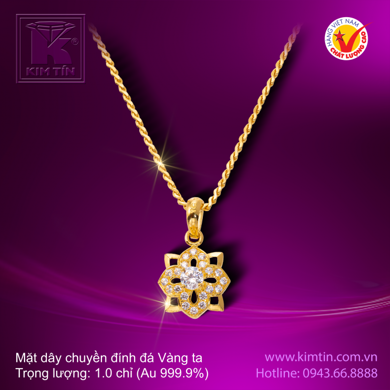 Mặt dây chuyền đính đá - Vàng 24k