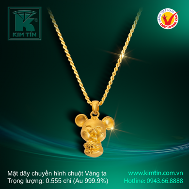 Mặt dây chuyền hình chuột - Vàng 24k 