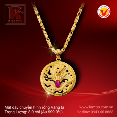 Mặt dây chuyền hình rồng - Vàng 24k
