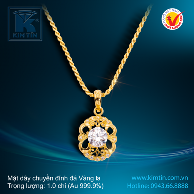 Mặt dây chuyền đính đá - Vàng 24k