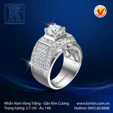 Nhẫn nam vàng trắng 18K