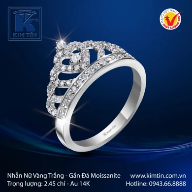 Nhẫn nữ vàng trắng 14K