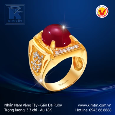 Nhẫn Nam Vàng Màu 18K